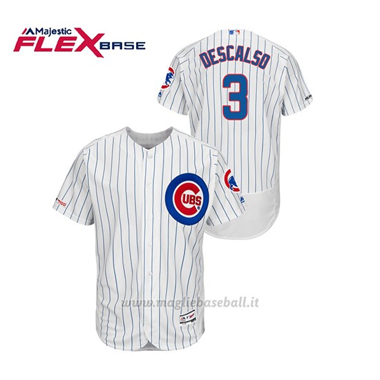 Maglia Baseball Uomo Chicago Cubs Daniel Descalso 150th Aniversario Patch Autentico Flex Base Bianco Blu